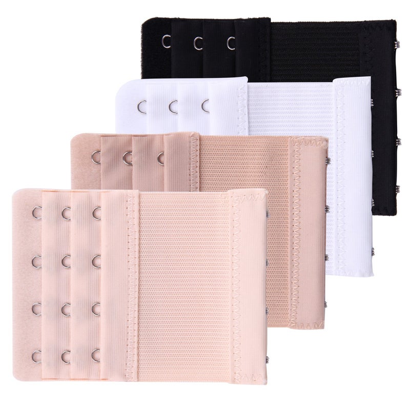 Senkary 4 Pieces Bra Extenders 4 Hook Comfortable Soft Stretchy Bra Extension Strap for Women (Multicoloured) - Image 1